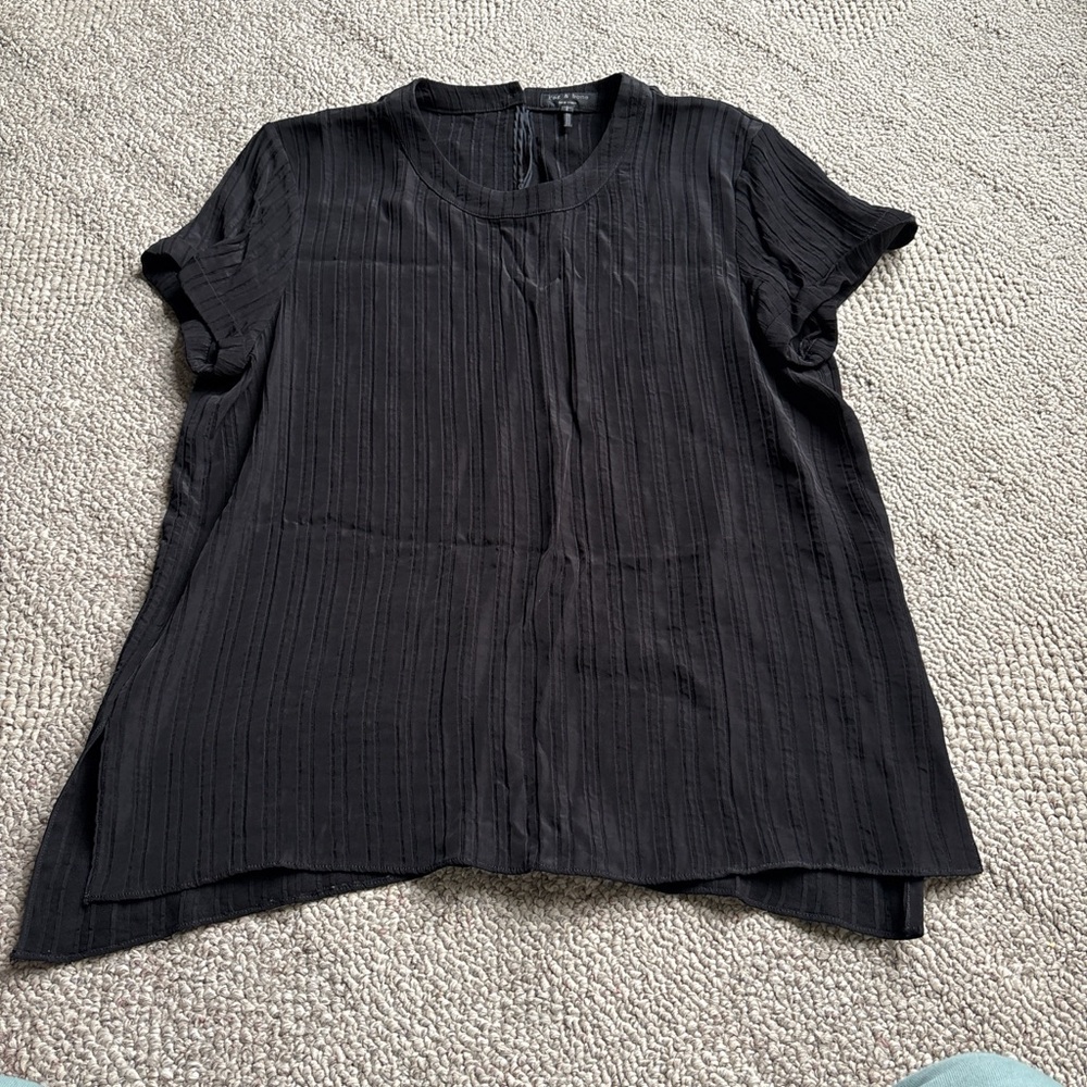 rag & bone Black Textured Short Sleeve Tee